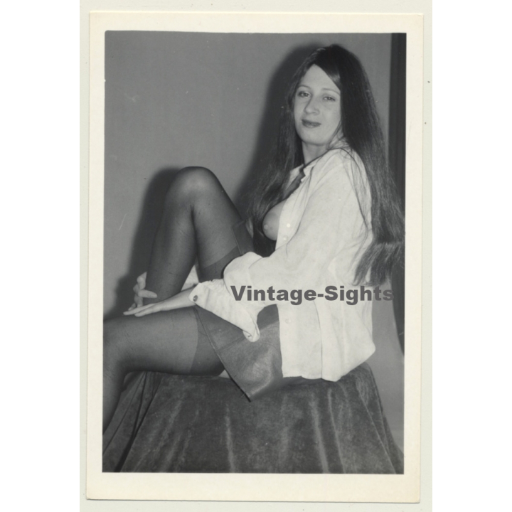 Busty Dressed Woman Gives A Peek Of Her Breast (Vintage Photo GDR 1980s)