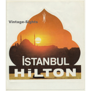 Turkey: Istanbul Hilton / Hotel (Vintage Self Adhesive Luggage Label / Sticker)