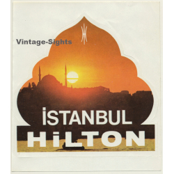Turkey: Istanbul Hilton / Hotel (Vintage Self Adhesive Luggage Label / Sticker)