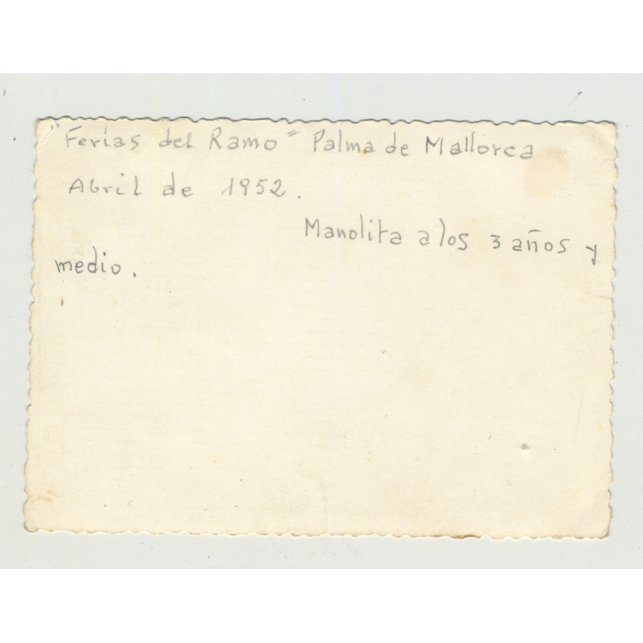 Manolita In Carousel Car / Fira Del Ram - Palma de Mallorca 1952 (Vintage Photo)