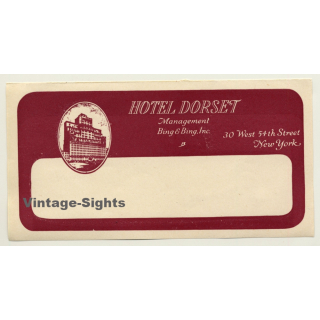 New York / USA: Hotel Dorset - Bing & Bing INC (Vintage Luggage Label)
