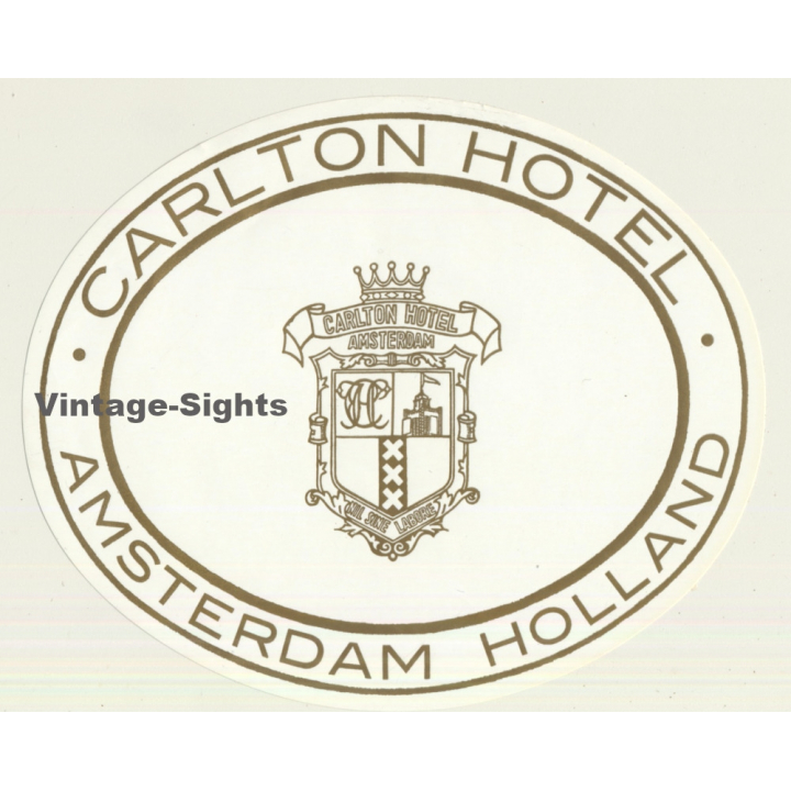 Amsterdam / Netherlands: Carlton Hotel - Holland (Vintage Luggage Label)