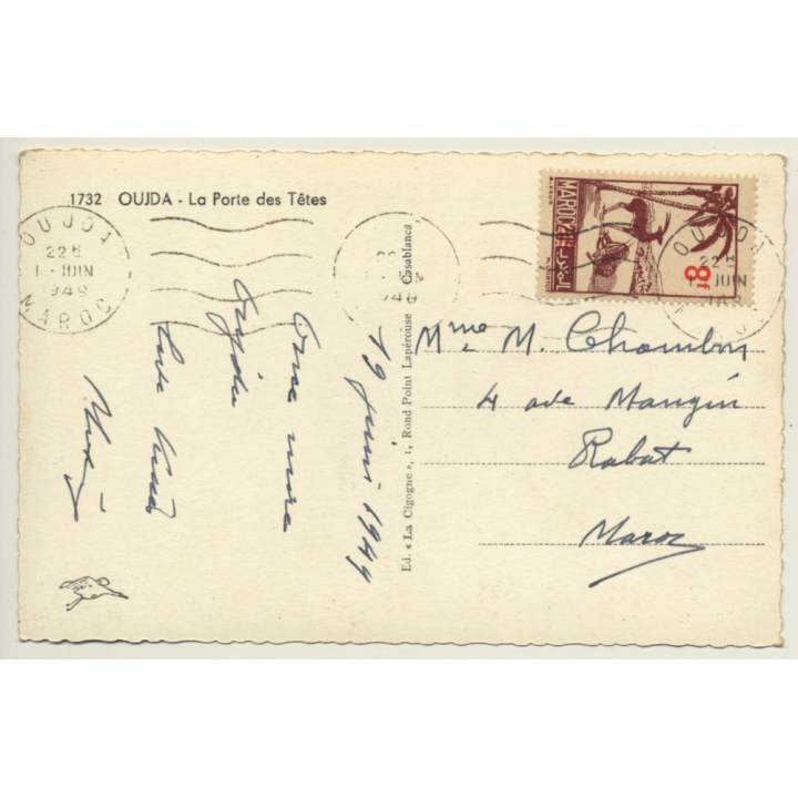 Oujda / Morocco: La Porte Des Têtes / Berber (Vintage RPPC 1944)