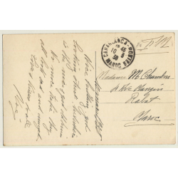 Casblanca / Morocco: La Municipalité & Jardin De La Poste (Vintage RPPC 1938)