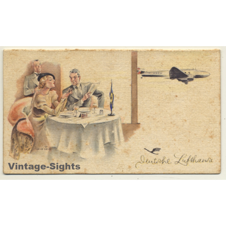 Deutsche Lufthansa: 1941 Tischkarte (Rare Vintage Illustrated Place Card)