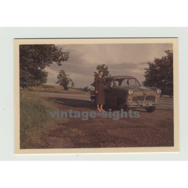 Ford Taunus 12M 15M: Wife Proudly Posing Next To Car (Vintage Photo 50s)