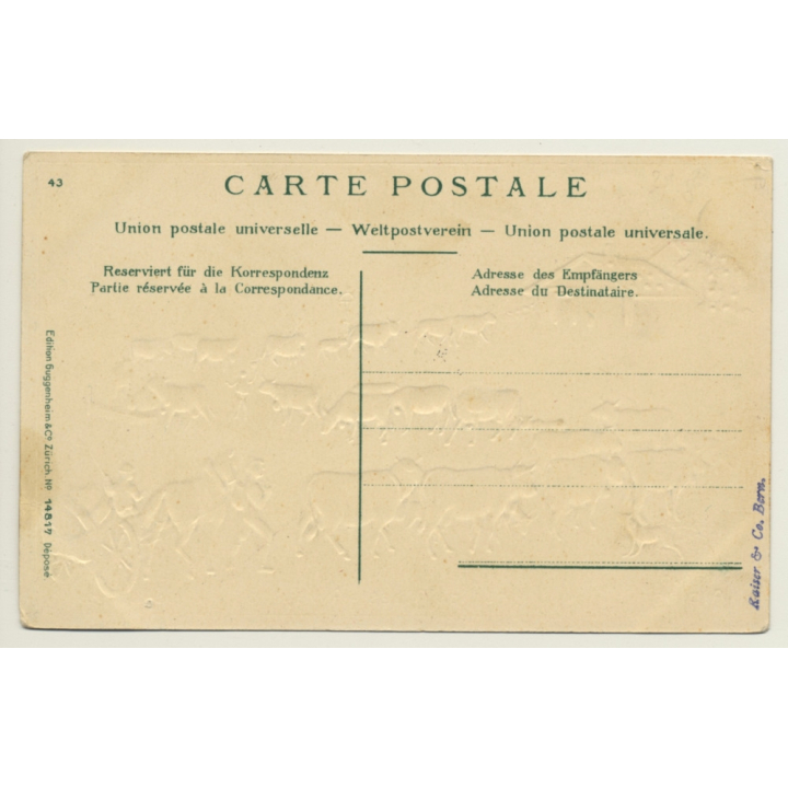 Sentum Alpe: Albfahrt / Away To The Alps - Cows (Vintage PC Litho Embossed)