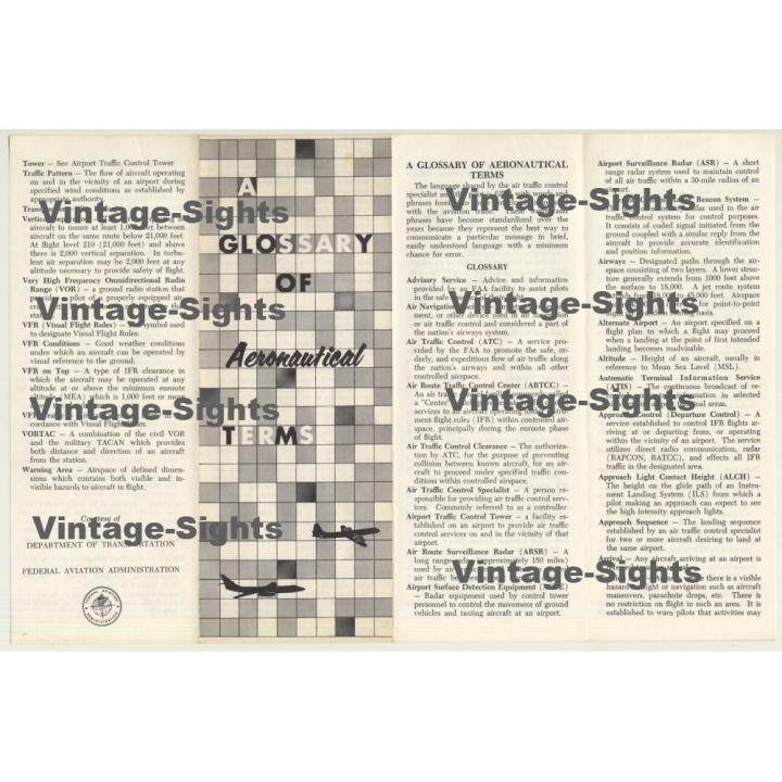 A Glossary Of Aeronautical Terms  / Federal Aviation Administration (Vintage Paper ~1960s)