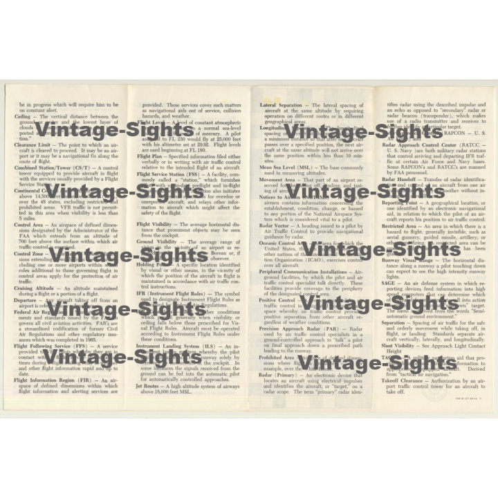 A Glossary Of Aeronautical Terms  / Federal Aviation Administration (Vintage Paper ~1960s)