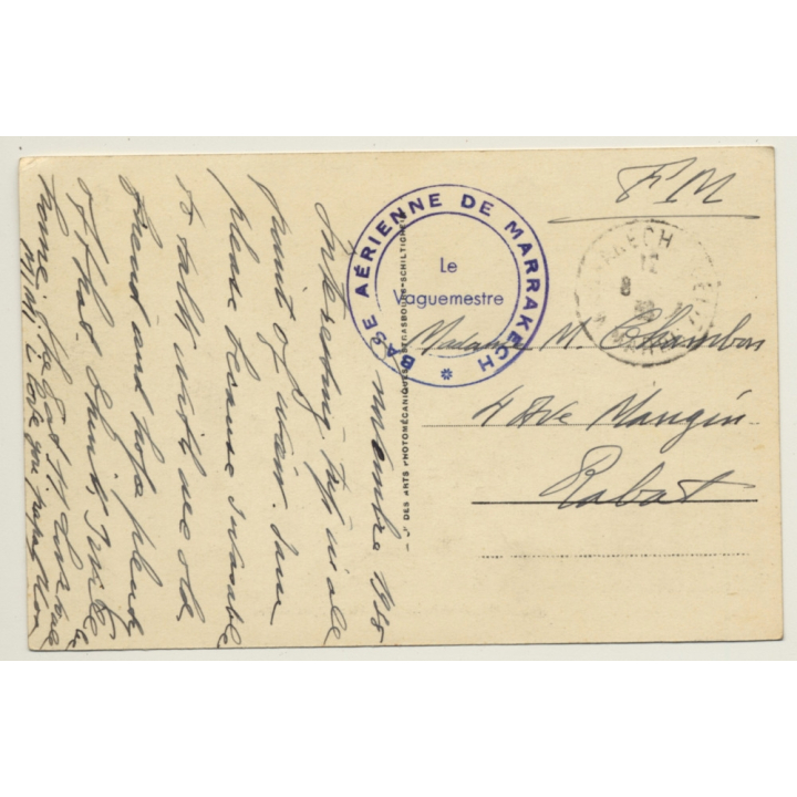 Marrakesh / Morocco: Place Djma El Fna - Base Aérienne (Vintage PC 1938)