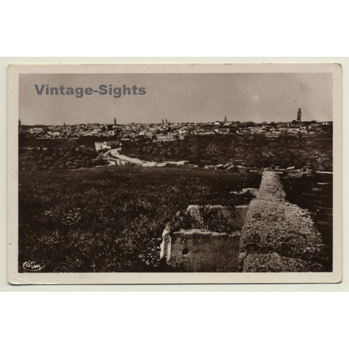 Meknès: Vue Générale Medina - Vieille-Ville - Base Aérienne (Vintage RPPC 1942)