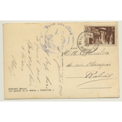 Meknès: Vue Générale Medina - Vieille-Ville - Base Aérienne (Vintage RPPC 1942)