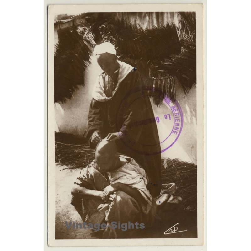 Coiffeur Arabe - Base Aérienne De Marrakech (Vintage RPPC 1940)