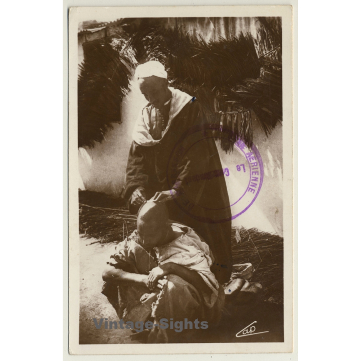 Coiffeur Arabe - Base Aérienne De Marrakech (Vintage RPPC 1940)
