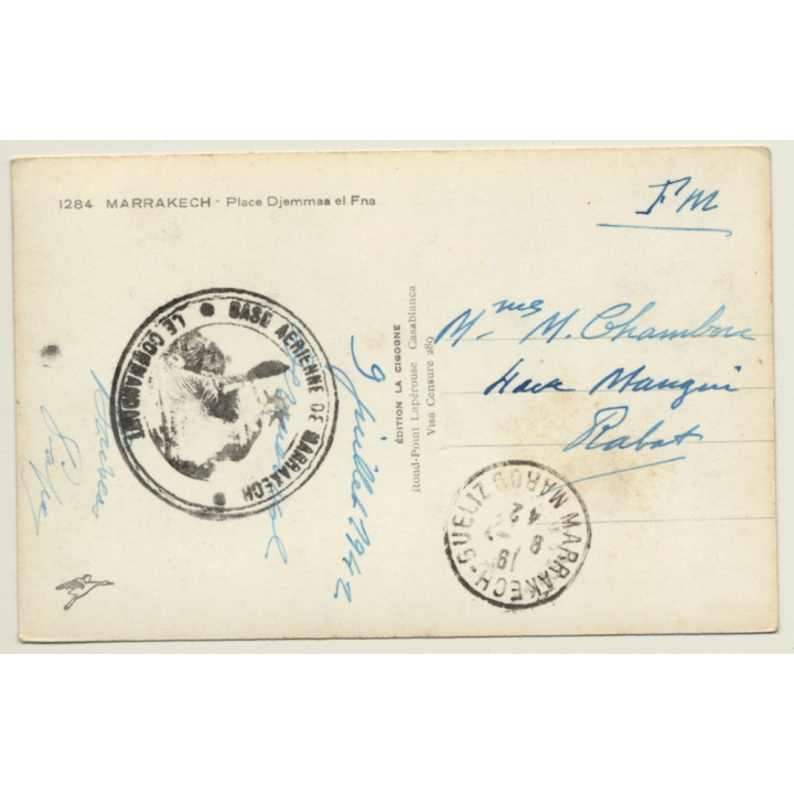 Place Djemma El Fna - Base Aérienne De Marrakech (Vintage RPPC 1942)