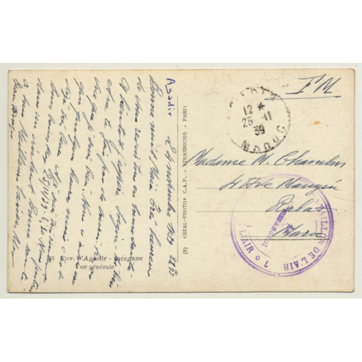 Agadir: Inezgane Vue Générale - Bataillon De L'Air (Vintage RPPC 1939)