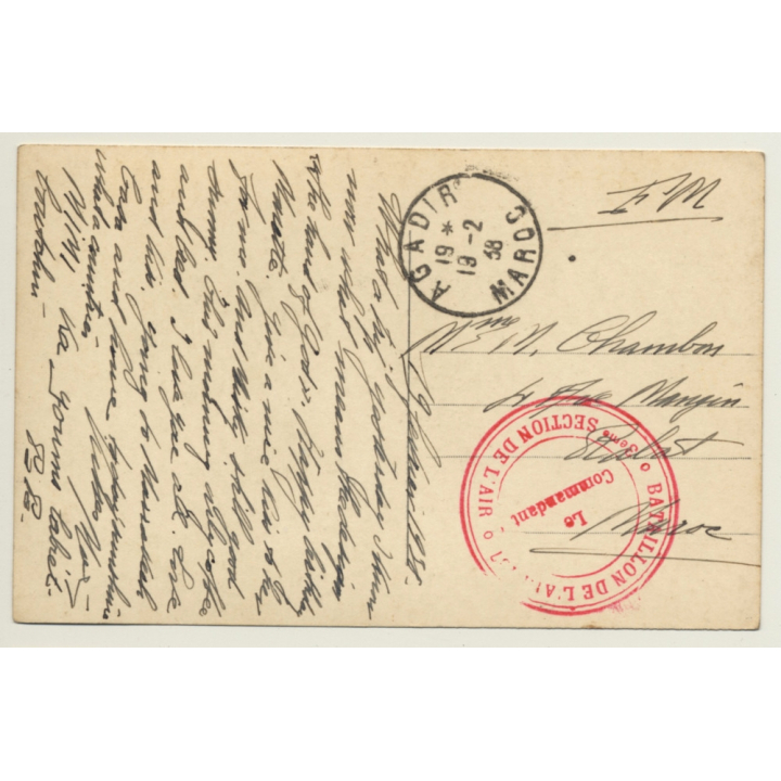 Agadir: Arrivée De L'Escadre Dans La Baie - Bataillon De L'Algier (Vintage RPPC 1938)