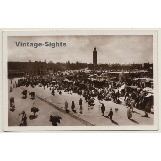 Marrakesh: Place Djma El Fna & Koutoublia / L'Office National Maroc (Vintage RPPC 1939)
