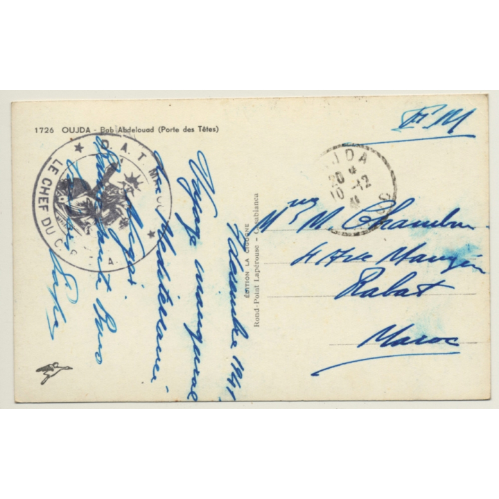 Oujda: Bab Abdelouad (Porte Des Têtes) / D.A.T. Maroc (Vintage RPPC 1941)