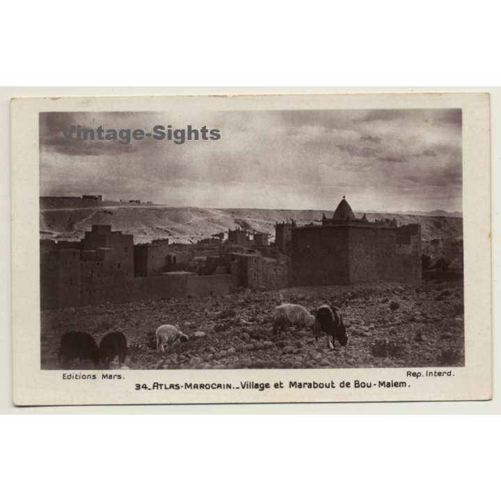 Atlas Marocain: Village Et Marabout De Bou-Malem / Field Postmark (Vintage RPPC 1938)