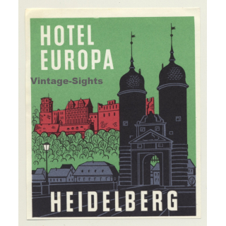 Heidelberg / Germany: Hotel Europa (Vintage Luggage Label 60s/70s)