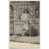 French Nude Gives Peek On Breast *1 / Boudoir (Vintage PC  ~1900s)