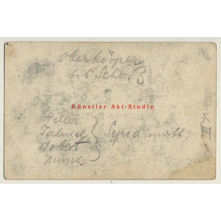 French Nude Lingers On Chaisselongue / Boudoir (Vintage PC ~1900s/1910s)