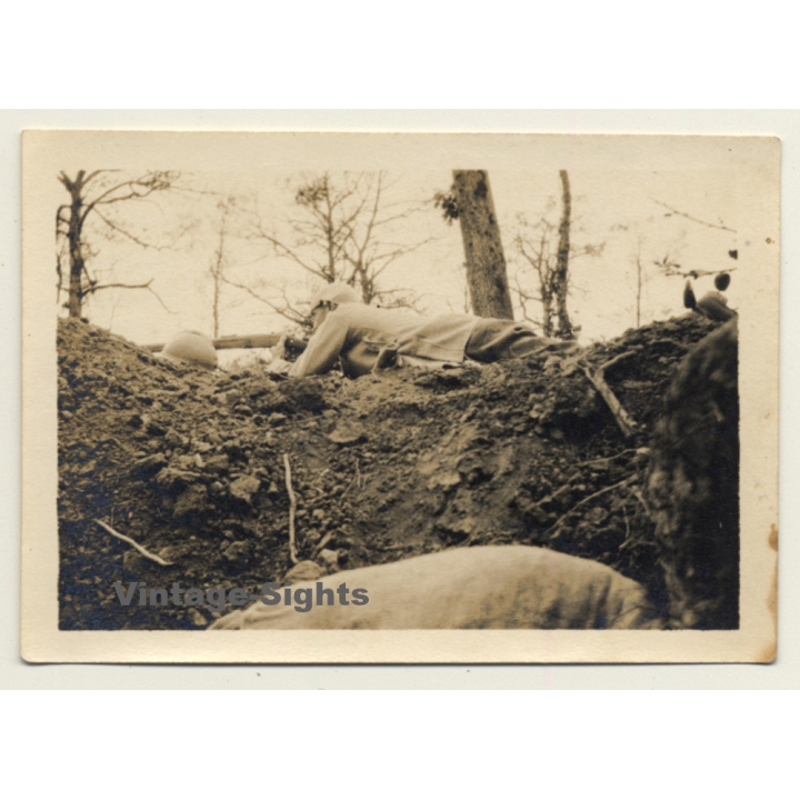 Saint-Hubert: Guetteur En Tranchée WW1 (Vintage Photo 1917)