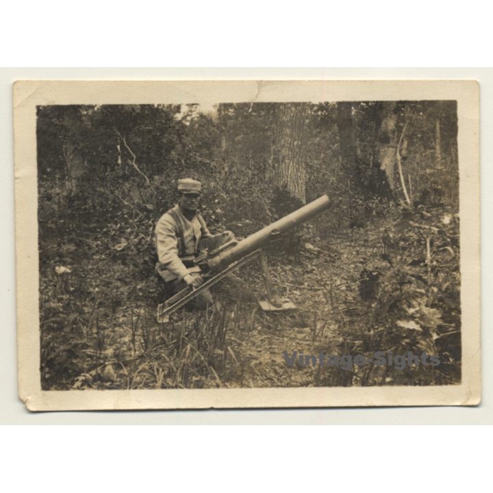 Saint-Hubert: Soldat & Canon Aasen 86mm WW1 (Vintage Photo 1917)