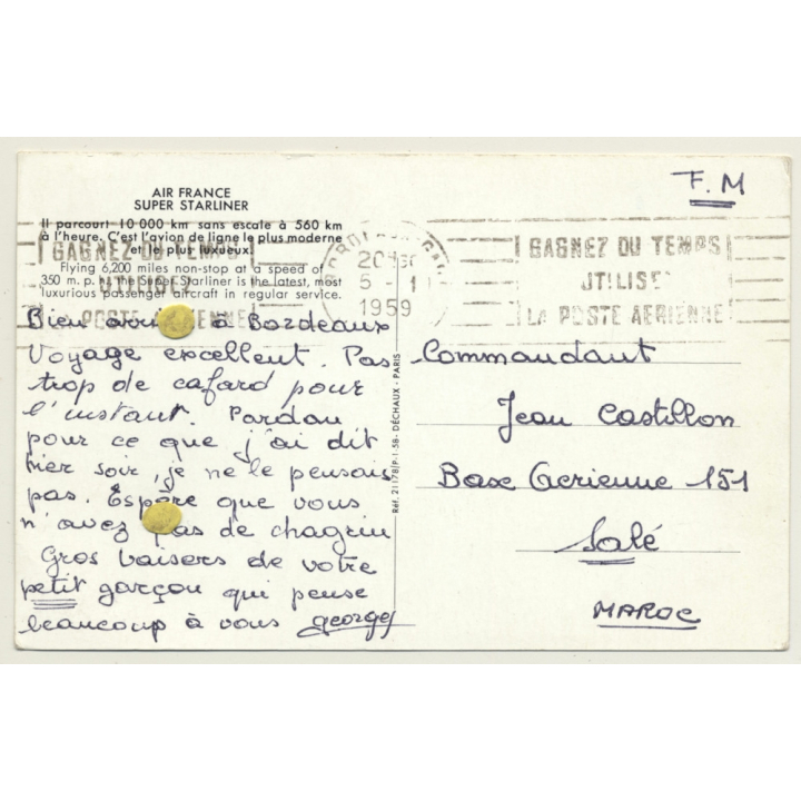 Air France Lockheed Super Starliner / Aviation (Vintage PC 1959)