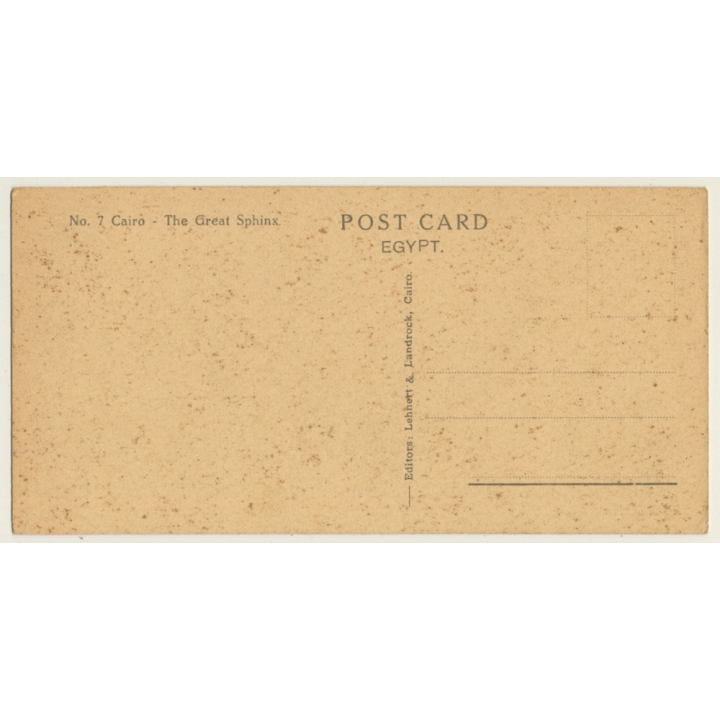 Lehnert & Landrock: Cairo No. 7 The Great Sphinx (Vintage PC ~1930s)