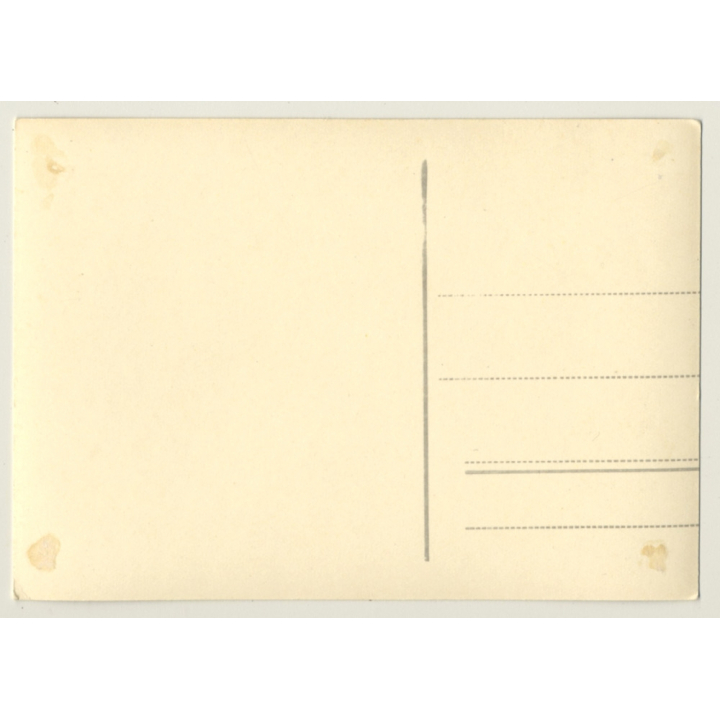 Brunette Nude In Front Of Bamboo Curtain / Sombrero (Vintage RPPC ~1950s)