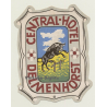 Delmenhorst / Germany: Central-Hotel / Bull - Taurus (Vintage Luggage Label)