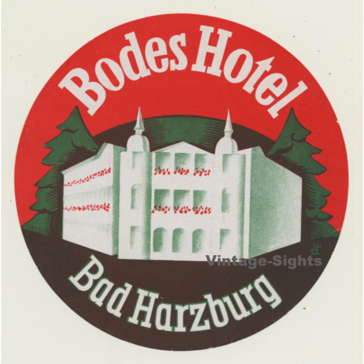 Bad Harzburg / Germany: Bodes Hotel (Vintage Luggage Label)