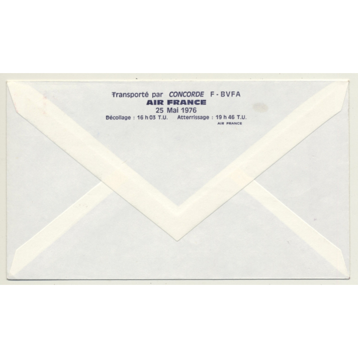 Air France / Concorde: Premier Vol Washington-Paris 25 Mai 1976 (Vintage First Day Cover & Flight Info)