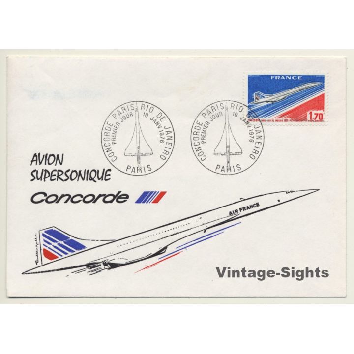Air France / Concorde: Premier Jour Paris-Rio De Janeiro 10 January 1976 (Vintage First Day Cover)