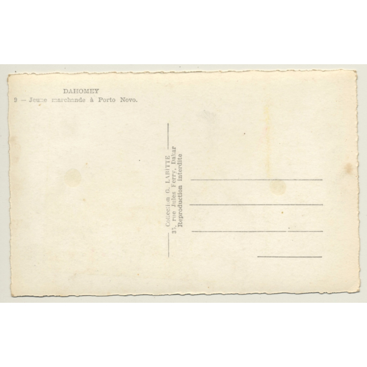 Dahomey / Benin: Jeune Marchande À Porto Novo / Ethnic (Vintage RPPC)