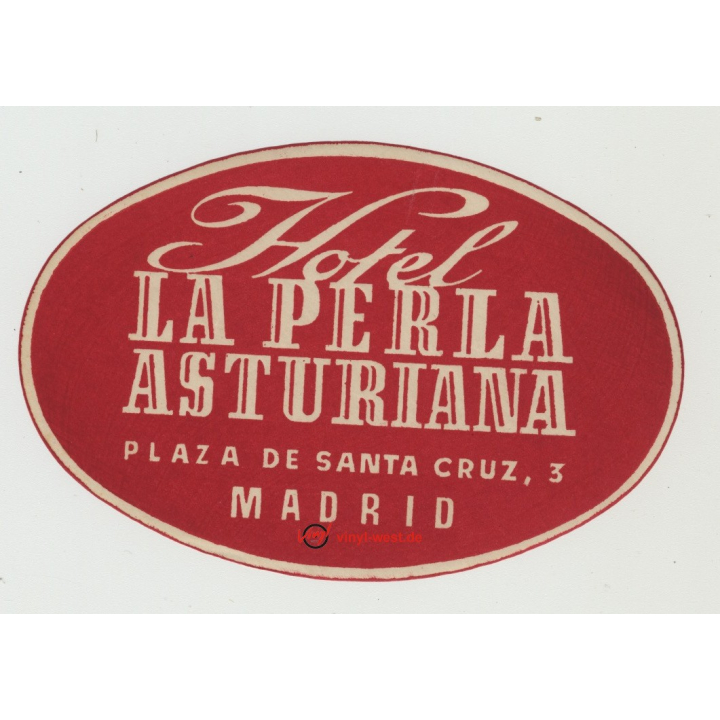 Hotel La Perla Asturiana - Madrid / Spain (Vintage Luggage Label)
