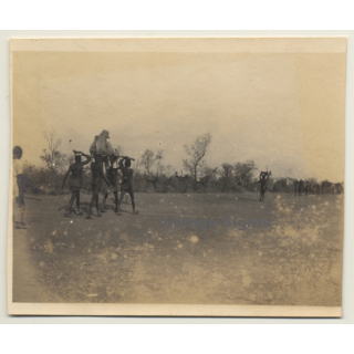 Africa: Colonial Master Being Carried In Sedan Chair By Natives (Vintage Photo ~1930s/1940s)