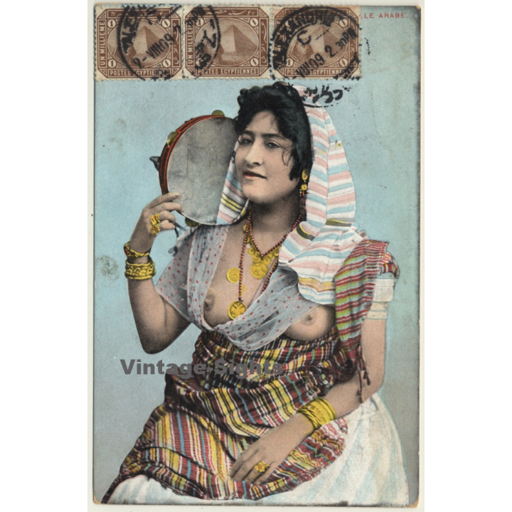 Maghreb: Fille Arabe / Tambourine - Nude - Ethnic (Vintage PC 1909)