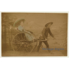 Japan: Geisha In Rickshaw - Wagasa / Meiji Period (Vintage Hand Tinted Photo ~1890s)