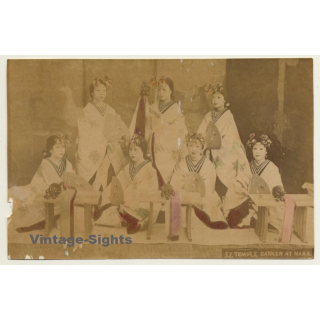 Japan: 53, Temple Dancer At Nara / Meiji Era (Vintage Hand Tinted Photo ~1890s)