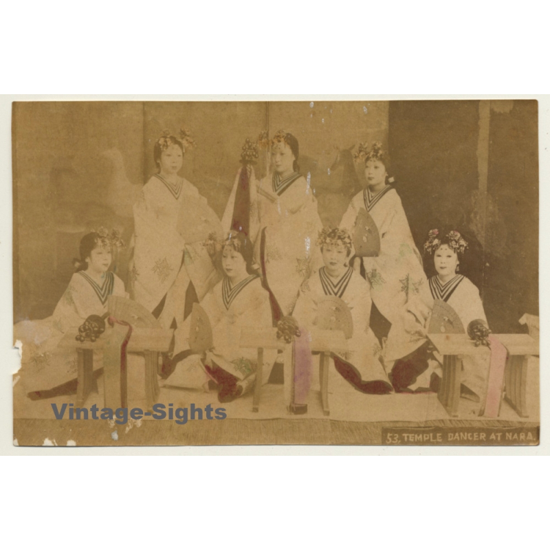 Japan: 53, Temple Dancer At Nara / Meiji Era (Vintage Hand Tinted Photo ~1890s)