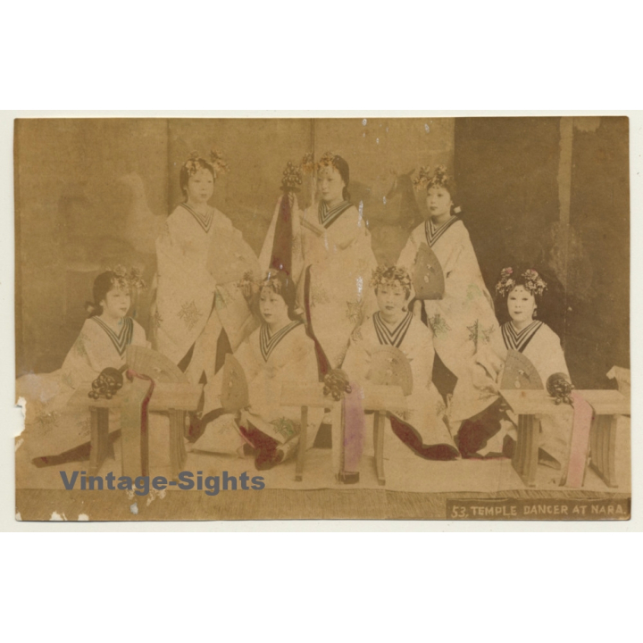 Japan: 53, Temple Dancer At Nara / Meiji Era (Vintage Hand Tinted Photo ~1890s)