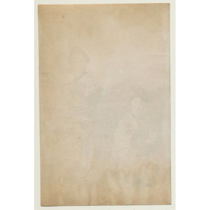 Japan: 2 Geishas - Ōgi - Kimono / Meiji Era (Vintage Hand Tinted Photo ~1890s)