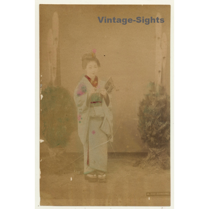 Japan: Geishas - Kimono - Geta / Meiji Era (Vintage Hand Tinted Photo ~1890s)
