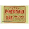 Brugge / Belgium: Hotel Portinari (Vintage Self Adhesive Luggage Label / Sticker)