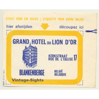 Blankenberge / Belgium: Grand Hotel Du Lion D'Or (Vintage Luggage Label)