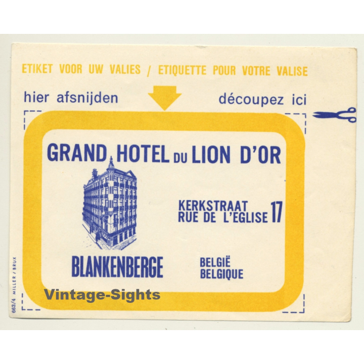 Blankenberge / Belgium: Grand Hotel Du Lion D'Or (Vintage Luggage Label)
