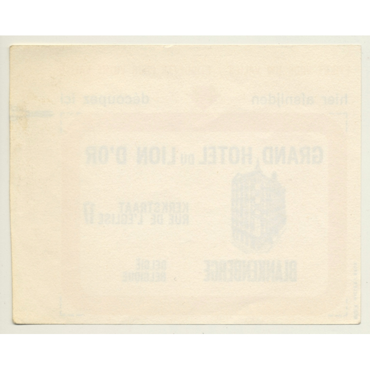 Blankenberge / Belgium: Grand Hotel Du Lion D'Or (Vintage Luggage Label)